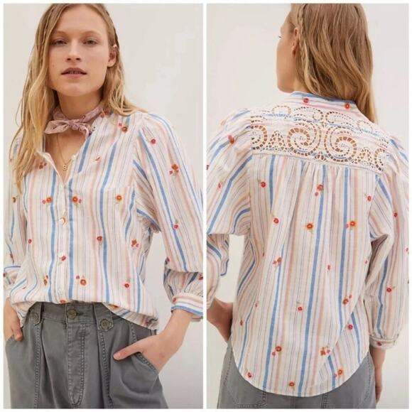 NWT Pilcro by Anthropologie Bella Femme Button Down Long Sleeve Shirt Size XL - Picture 2 of 11